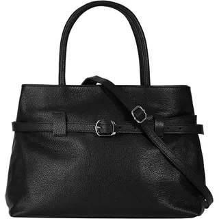 Cluty Henkeltasche Leder Schwarz