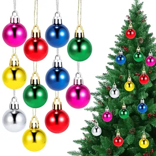 Mini Weihnachtskugeln 12 Stück Christbaumkugeln Bunt 3cm Kunststoff Klein Kugeln Weihnachten Christmas Tree Baubles Weihnachtsbaumschmuck, Christbaumschmuck, Weihnachtsdeko