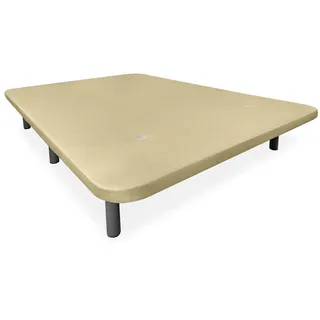 Somnia Descanso - Verstärkter 3D-Polsterboden, hohe Stabilität mit 5 Querstangen mit Lüftungsventilen und 6 Metallfüßen mit Gewinde von 25 cm, 90 x 190 cm, Beige