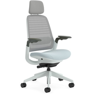 Steelcase Series 1 Ergonomischer Bürostuhl mit LiveBack Lumbalstütze, 4D-Armlehnen, anpassbarer Kopfstütze Sturmhorizont