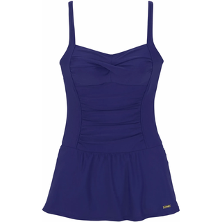 Badekleid LASCANA, Damen, Gr. 52, Cup C, blau, Polyamid, unifarben, Badeanzüge Badekleid, mit modischen Raffungen und Shaping-Effekt, Topseller