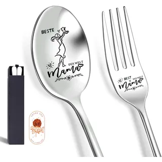 Geschenke für Mama Gabel Löffel mit Gravur Geschenk, Bester Mama Löffel personalisiert Kaffeelöffel Geburtstagsgeschenk Muttertagsgeschenke Weihnachtsgeschenke Muttertag Ostern Geschenk für Mutter