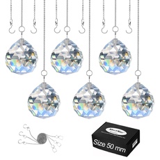 MerryNine Clear Crystal Ball Prism Sun Shine Catcher Rainbow Pendants Maker, Prismes de cristaux suspendus pour Les fenêtres, pour le Feng Shui, pour Les cadeaux. (50mm)