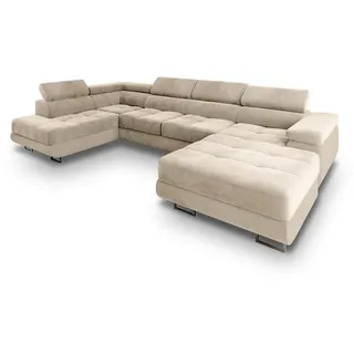 masseno Wohnlandschaft mit Schlaffunktion Casone , creme , Maße (cm): B: 345 H: 90