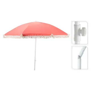 Pro Beach Sonnenschirm Aruba - D180 cm - rosa - schwenkbar/zusammenklappbar - verstellbar - Fransen - Rot
