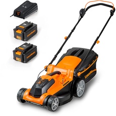 LawnMaster CLMF2437G Akku-Rasenmäher 24V Max 2x4.0Ah Batterie, 37cm 300m2 Mulchen 40L, 22-72mm 6-Stufige Schnitthöhenverstellung