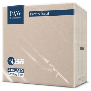 Paw Decor Collection PAW Servietten aus Airlaid, Stoffähnlich, 400 x 400 Mm, 50 Stück, Ideal für Hochzeit, Taufe, Kommunion, Geburtstag, Stoffservietten, Einfarbig, Beige, Monocolor