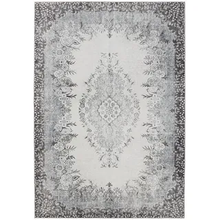benuta Vintage-Teppich George waschbar 200x300 cm , Schwarz, Grau , Kunststoff , Vintage , Rechteckig , 200x300 cm , Oeko-Tex® Standard 100 , in verschiedenen Größen erhältlich, rutschfeste Unterfläche, waschbar , Teppiche und Böden, Teppiche, Vintageteppiche