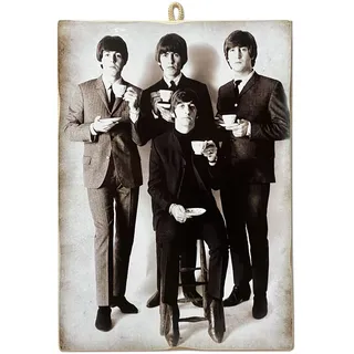 KUSTOM ART Bild im Vintage-Stil, quadratisch, Schauspieler & Kaffee, Druck auf Holz, 18 x 25 cm.