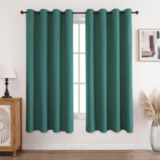 CUCRAF Vorhang 100% Blickdicht Leinen Gardinen mit Ösen Verdunklungsvorhänge Gardinen Waldgrün H175 x B140 cm 2er Set, Thermovorhang Kälteschutz Schallschutz Vorhang für Wohnzimmer Schlafzimmer