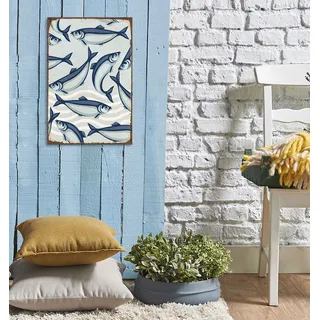 Metallbild QUEENCE "Maritim", weiß (farbe bild(er): weiß), B:20cm H:30cm, Metall, Stahl, Bilder, Metallbild, Stahlschilder
