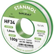 Bild HF34 1,6% 1,0MM FLOWTIN TC CD 100G Lötzinn, bleifrei Spule, bleifrei Sn99,3Cu0,7 100g