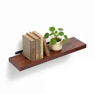 Relaxdays Wandregal 100 x 4 x 23 cm Braun/Schwarz