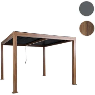 Pergola HWC-L46, Gartenpavillon Lamellen-Pavillon, 10cm-Aluminium-Gestell, Regenrinne sturmfest, 3x4