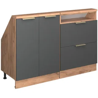 Vicco Küchenschrank FÜR Dachschrägen R-Line Anthrazit-Gold 120 cm 2er Set , Anthrazit, Honigeiche , Holzwerkstoff , Rechteckig , 120x83.8x46 cm , Küchen, Küchenmöbel, Küchenschränke, Küchenunterschränke