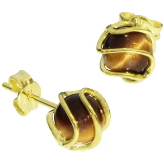 Ostsee-Schmuck Ohrstecker Goldkäfig Tigerauge Gold 333 7,5