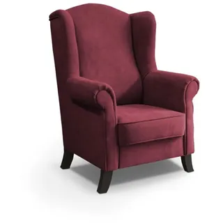 Beautysofa Ohrensessel Leonardo bordeaux , Bordeaux , Textil , 88x118x86 cm , Wohnzimmer, Sessel, Ohrensessel