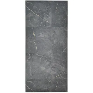 Tadi & Imperio1979 Zabapure Tadi & Imperio1979 Langer Teppich, Vinyl, Anthrazit, Marmormuster, für Küche, Vinyl-Teppich, Wohnzimmerteppich, rutschhemmend, mit grauen Details.