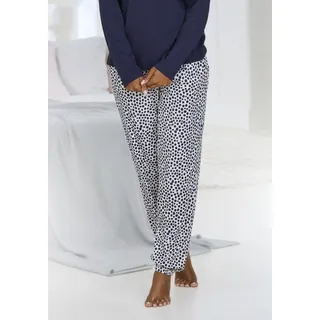 Pyjamahose VIVANCE DREAMS, Damen, Gr. 44/46, N-Gr, bunt (rosa, schwarz, gepunktet), Single Jersey, Obermaterial: 50% Baumwolle, 50% Viskose, gepunktet, Basic, slim fit lang, Hosen Pyjamahose, mit Allover-Muster