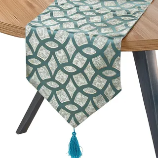 DRW Tischläufer aus Polyester, Blau, 30 x 1 x 180 cm