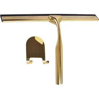 Duschabzieher Edelstahl Fensterabzieher Antirutsch Klingengriff für Badezimmer Tür Spiegel Auto Glas Mit Haken Wischerreiniger Gold