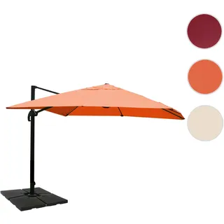 Gastronomie-Ampelschirm HWC-A96, Sonnenschirm, 3x4m (Ø5m) Polyester/Alu 26kg ~ terracotta mit Stände