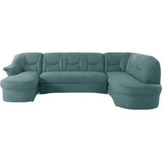 DOMO collection Wohnlandschaft »Sarafina, zeitlos und komfortabel, optional mit Federkern, U-Form« wahlweise mit Bettfunktion, blau