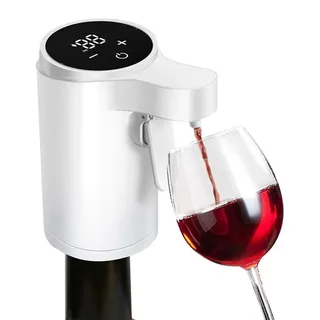 Zimilo Elektrischer Weinspender mit Touchscreen, präzise Dosierung 1–99 ml, 360° Belüftung, USB wiederaufladbar für Wein Whisky Likör, Weiß - Weiß