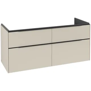 Villeroy & Boch Subway 3.0 Waschbeckenunterschrank, 4 Auszüge, Waschbecken mittig, 1272x576x478mm, C60201VN, Farbe: Front/Korpus: Cashmere Grey, Griff: Volcano Black