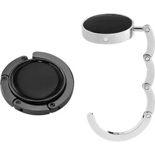 kwmobile Taschenhalter für Tisch - 2X Faltbare Antirutsch Handtaschenhalter Tisch Haken - Taschen Aufhänger - Geschenkidee Gadgets für Frauen - Taschenhaken Set in Silber