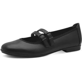 Jana Damen Ballerinas mit Riemen Vegan, Schwarz (Black), 37 EU