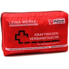 Leina-Werke 11028 KFZ-Verbandtasche Compact mit Warnweste und Klett, Rot/Schwarz/Weiß