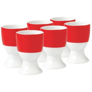 Van Well Eierbecherset , Rot, Weiß , Keramik , 6-teilig , rund , 6.5 cm , Geschirr, Tischkultur & Serviergeschirr, Eierbecher