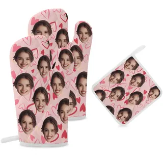 Solarix Personalisierte Ofenhandschuhe Und Topflappen Set, Individuelles Motivdesign, Hitzebeständig Für Ofen, Grill & Backen, Für Haushaltsköche Und Backliebhaber (Stil - Lustige Gesichter)