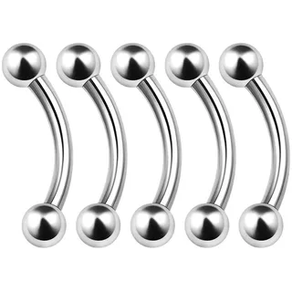KJM FASHION 5 Stk Stahl Bananenstecker 1.6mm 14 Gauge 8mm 5/16 Inch Stahl Kugel Helix Cartilage Eyebrow Tragus Ohrringe Daith Piercing Schmuck 4889