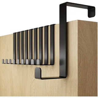 Menz 4smile Türhaken zum Einhängen - 10er Set solide Kleiderhaken Tür - Einzeln verwendbare Haken zum Einhängen, formstabile Türgarderobe, universelle Türhakenleiste, Fb. Schwarz