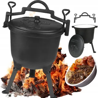 Jagdkessel emailliert stehend Kamin Topf Grill 16L - Schwarz