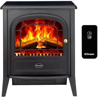 Dimplex Club Elektrokamin - Freistehender Elektrischer Kamin mit Holzscheit- Glutbett und Optiflame LED-Flammeneffekt - Zuschaltbarer 2kW Heizlüfter - Inklusive Fernbedienung