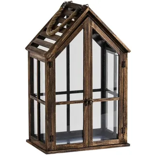 home&you Laterne Homesi , Braun , Holz , 21.5x51.5x32 cm , Dekoration, Laternen & Windlichter, Windlichter