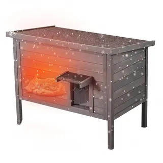Vevor Katzenhaus wetterfest, Katzenhütte für mehrere Katzen, Katzenbox aus Holz für draußen, schaumisolierte Wände, offenes Dach, Türklappen aus PVC, 870 x 535 x 690 mm