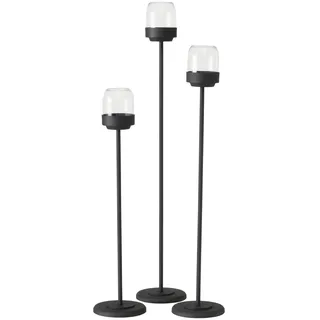 Boltze Windlicht Senza (3-tlg., schwarz, Eisen, Glas, 87 cm, handgearbeitet, modernes Design, Garten Deko, Tisch Deko, Windlicht, Teelicht Glas) 2052864