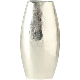 Moderne, silberfarbene Tischvase, Metall, hoch, schmal, handgefertigt, Aluminiumguss, 2,5 x 4,25 x 8,75 cm (L x B x H).
