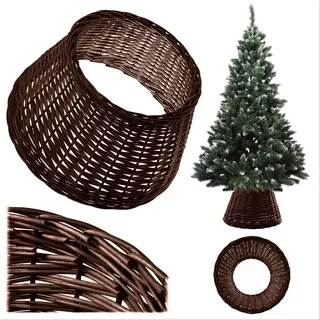 KADAX Weihnachtsbaumrock aus natürlicher Flechtweide, handgefertigte Abdeckung für Christbaumständer, Hülle für Weihnachtsbaumständer, Weihnachtsbaumring (55 cm) - Braun