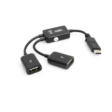 System-S Y- Kabel USB 3.1 Typ C Male zu 2 x USB Typ A Female Y-Splitter Hub Adapter Kabel schwarz