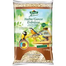 Dehner Natura Premium Wildvogelfutter, halbe / ganze Erdnüsse schalenfrei, Ganzjahresfutter proteinreich / energiereich, hochwertiges Vogelfutter für Wildvögel, 5 kg