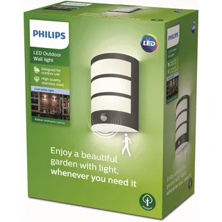 Philips Außenwandleuchte Edelstahl 21,5 cm mit Bewegungsmelder 6W anthrazit
