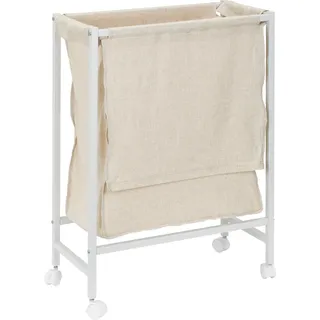 PBJ Wäschekorb , Weiß, Beige , Metall, Textil , 55x78x29 cm , Nur In Filialen Erhältlich