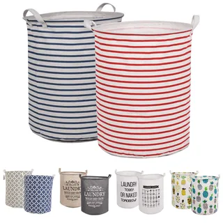 LessMo 2PCS 19.7" Wäschekorb Sortierer – Faltbar - 2er Set Wäschesammler spart Zeit beim Sortieren - Wäschesack - Wäschekörbe - Laundry Baskets - 50 x 40 cm (Streifen, Verdickt 19 "/ Groß)
