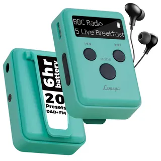 LEMEGA MINI GO Tragbare DAB-Radio für die Hosentasche,Digitales Taschenradio UKW,Radiowecker,Persönliches Mini-Radio mit Sportclip,Wiederaufladbarer Akku,USB-Ladekabel und Kopfhörer im Lieferumfang