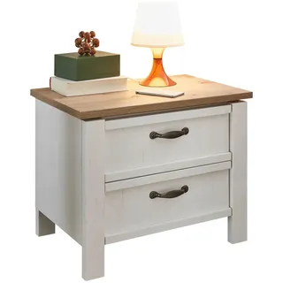 Landscape Nachtkästchen , Weiß, Eichefarben , Metall , 2 Schublade(n) Schubladen , 62x50x41 cm , Soft-Close-System , Holzmöbel, Holzbetten, Nachtkästchen Holz